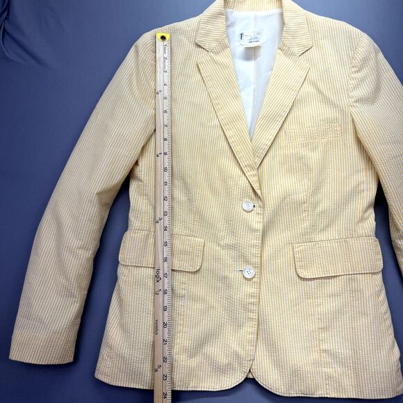 Women's Size 6/7 Blazer Gray Vintage Made In Japan Yellow Striped - Picture 4 of 13